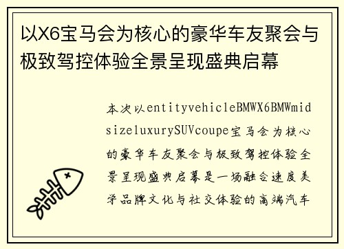 以X6宝马会为核心的豪华车友聚会与极致驾控体验全景呈现盛典启幕